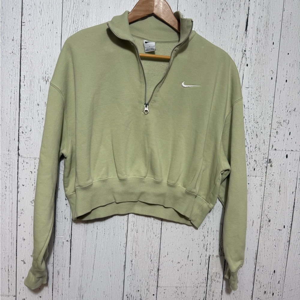 Nike Women's Sage Green Half-Zip Sweatshirt